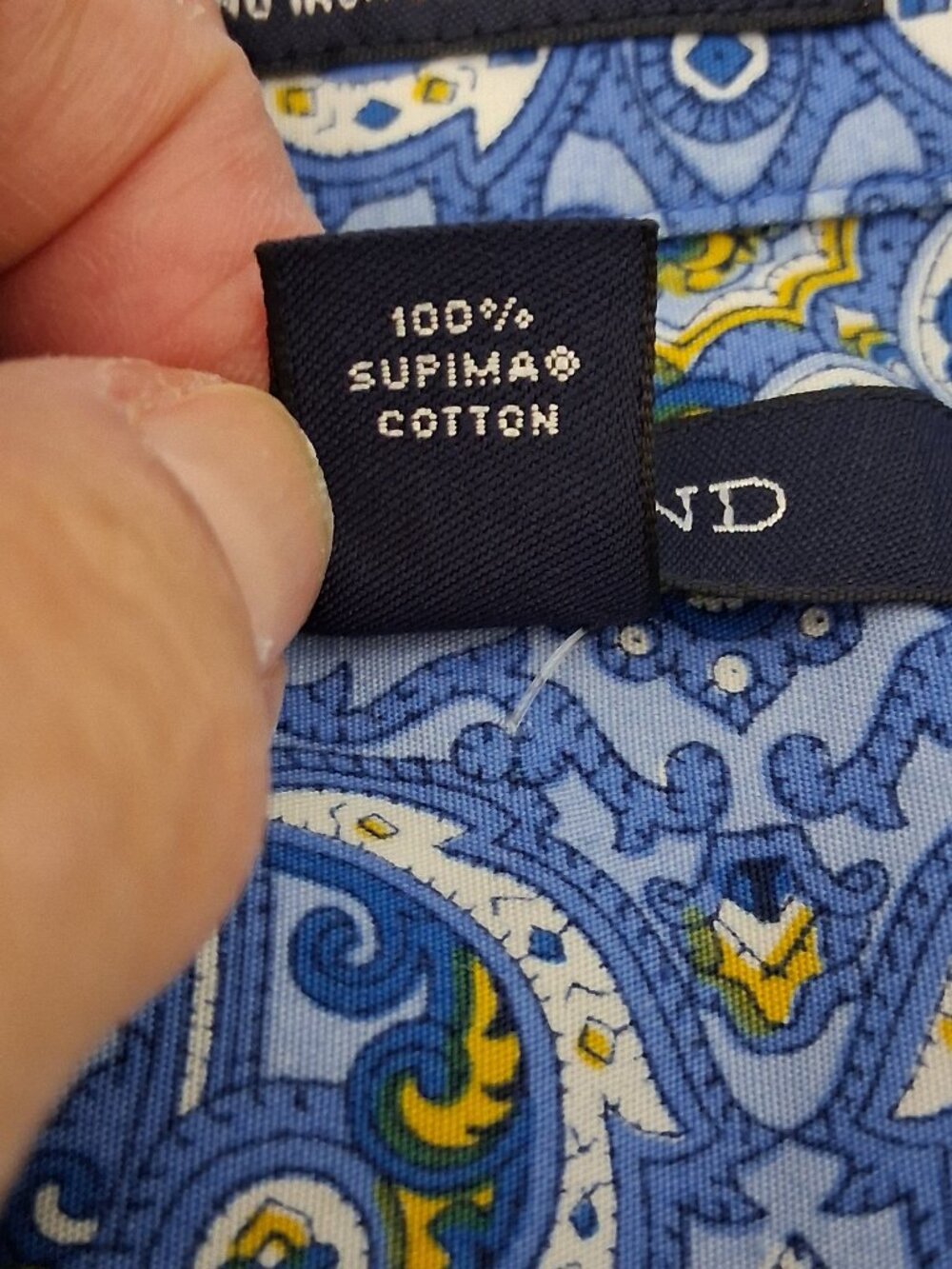 Lands' End - NO IRON Supima Cotton Blue Baroque Print Button-Down Shirt - Sz 16 - Picture 7 of 8